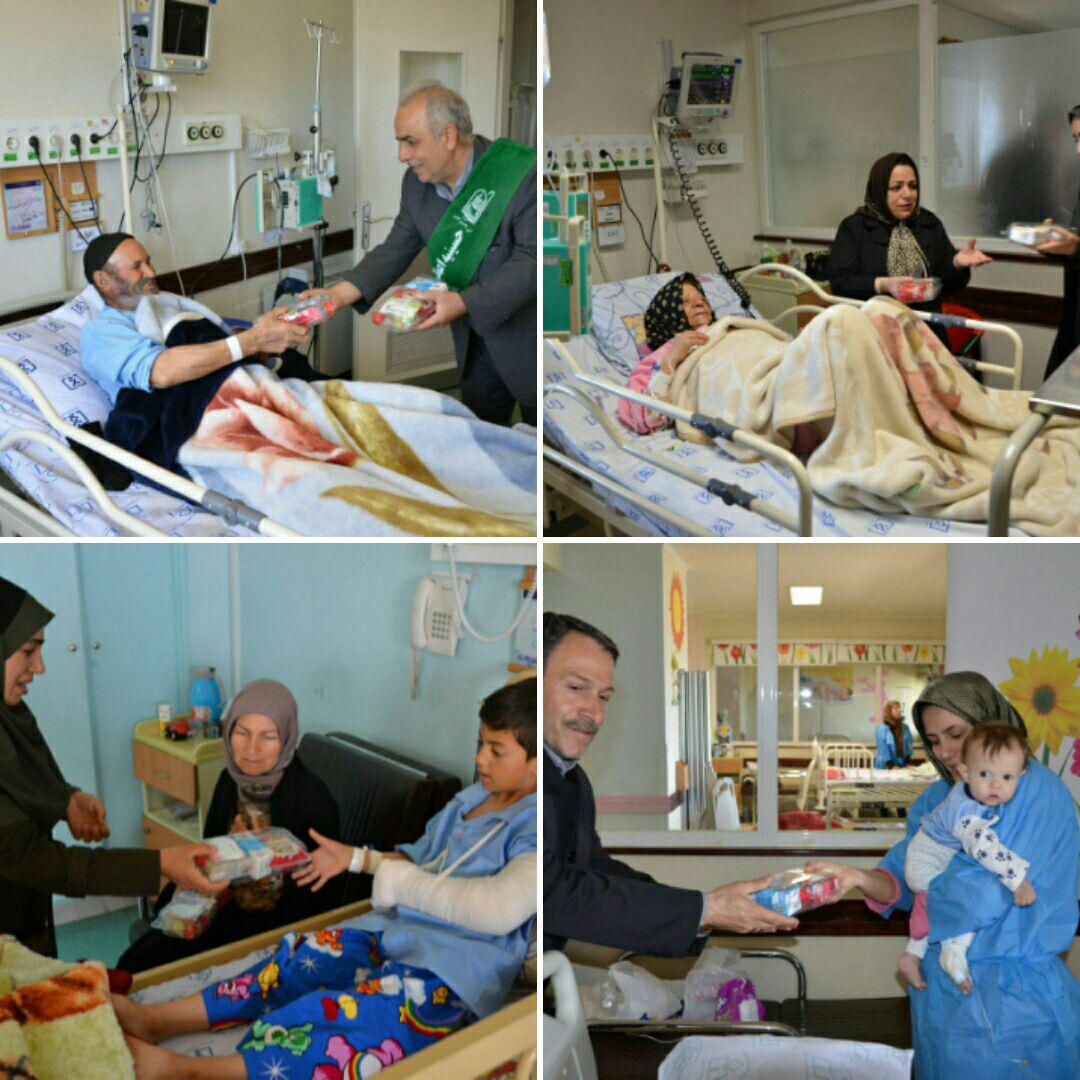 عیادت از بیماران با توزیع بسته های متبرک حسینیه اعظم زنجان