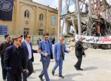 بازدید میدانی بازرس کل استان زنجان از مجموعه حسینیه اعظم و مناطق آسیب‌دیده